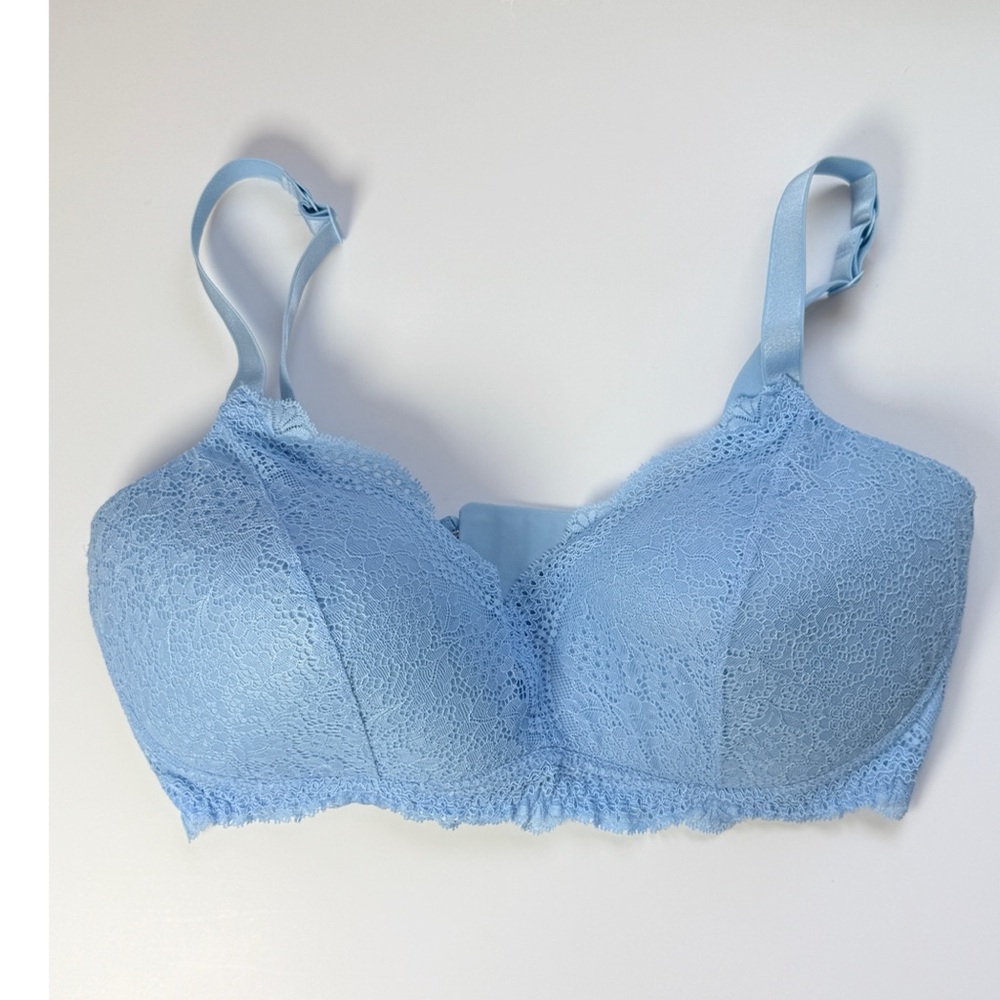 Cosabella Soft Blue Lace Wireless Curvy Bralette size M